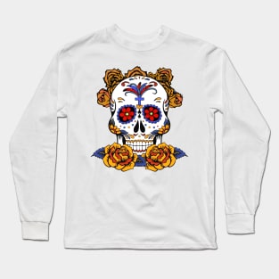 Dia De Los Muertos T-Shirt, Sugar Skull Design Long Sleeve T-Shirt